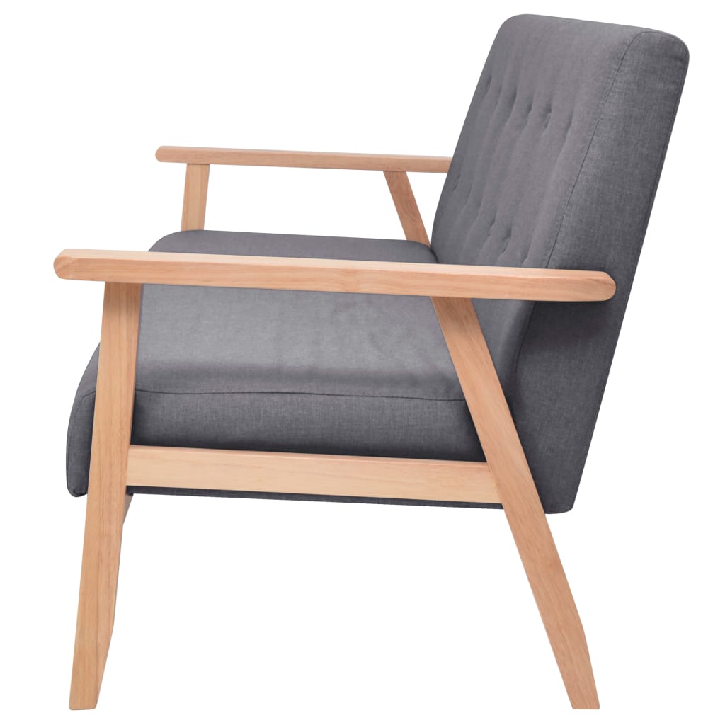 Conjunto de sofás 3 pcs tecido cinzento-escuro