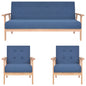 3 pcs conjunto de sofás tecido azul