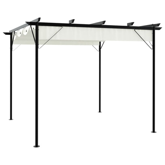 Pérgola com toldo retrátil 3x3 m aço branco nata