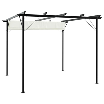 Pérgola com toldo retrátil 3x3 m aço branco nata