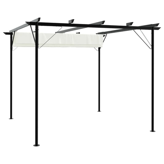 Pérgola com toldo retrátil 3x3 m aço branco nata