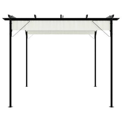 Pérgola com toldo retrátil 3x3 m aço branco nata