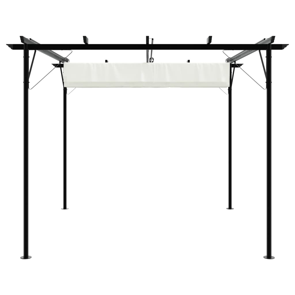 Pérgola com toldo retrátil 3x3 m aço branco nata