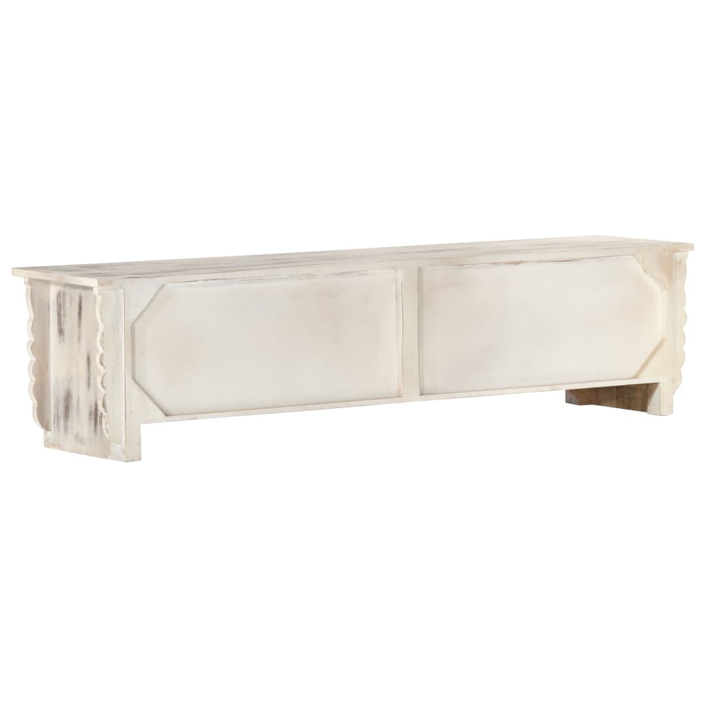 Móvel de TV de madeira de mangueira maciça branco