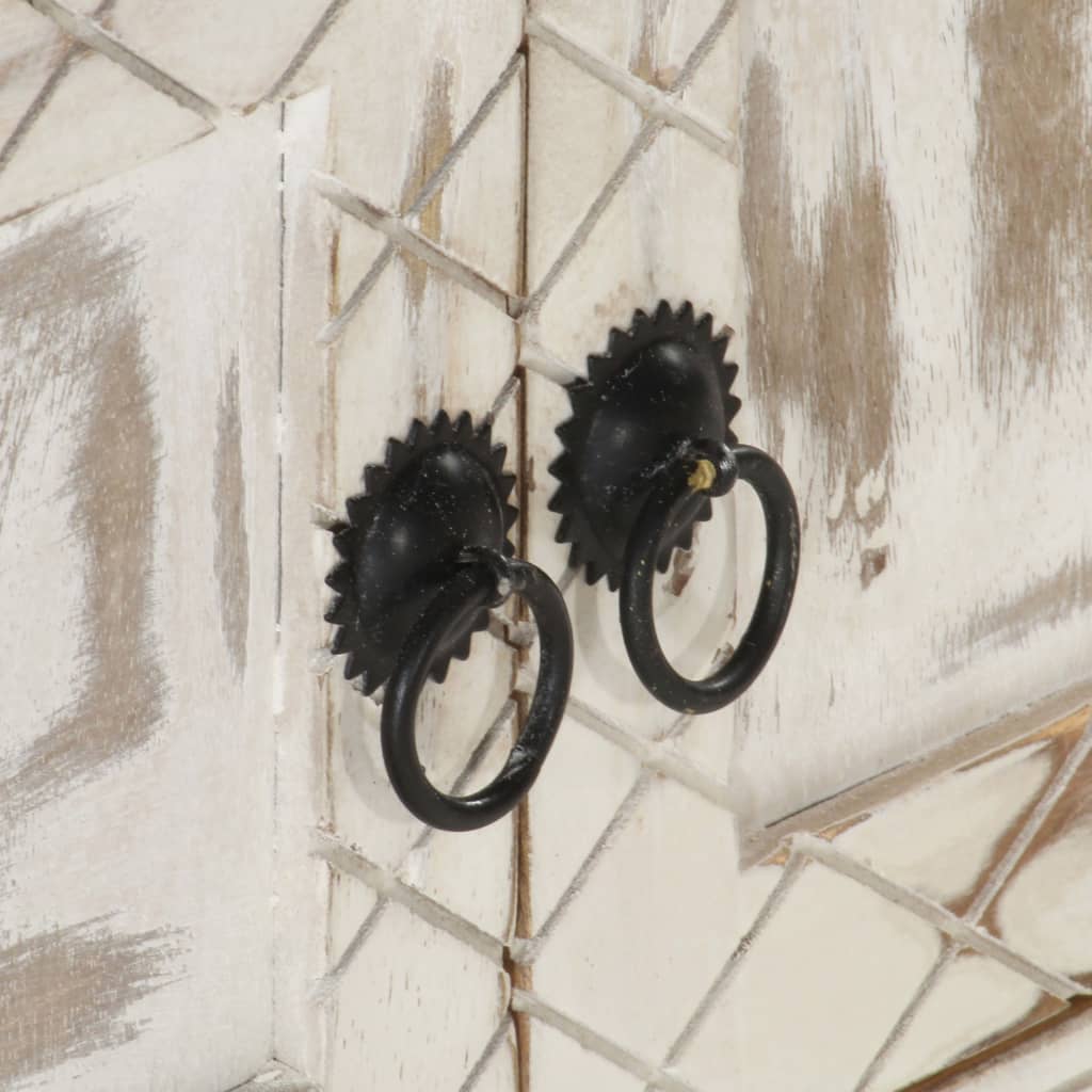 Móvel de TV de madeira de mangueira maciça branco