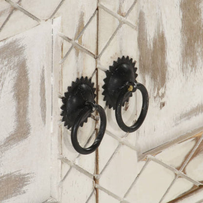 Móvel de TV de madeira de mangueira maciça branco