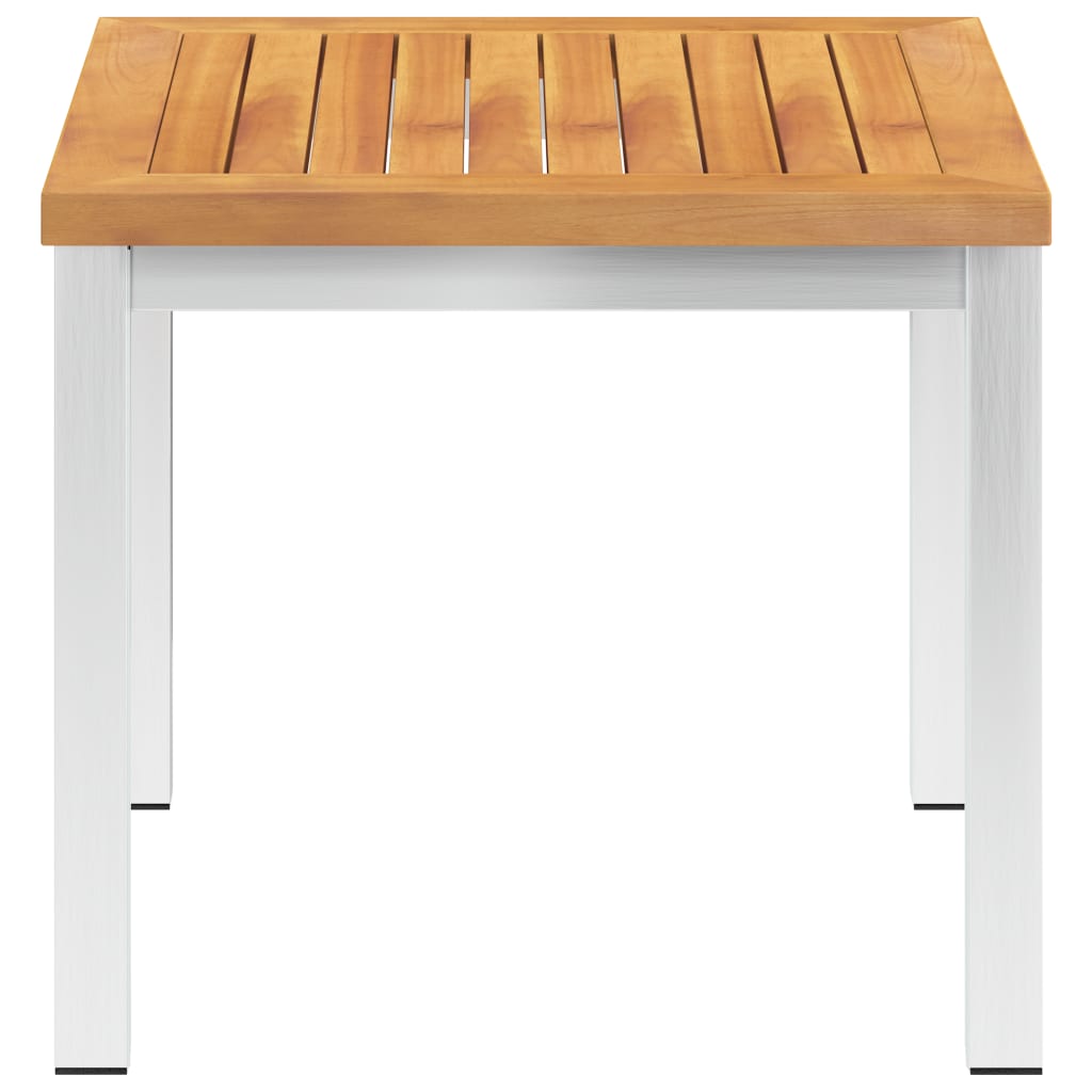 Mesa de apoio jardim 45x45x38 cm acácia maciça/aço inoxidável