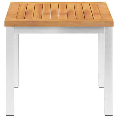 Mesa de apoio jardim 45x45x38 cm acácia maciça/aço inoxidável