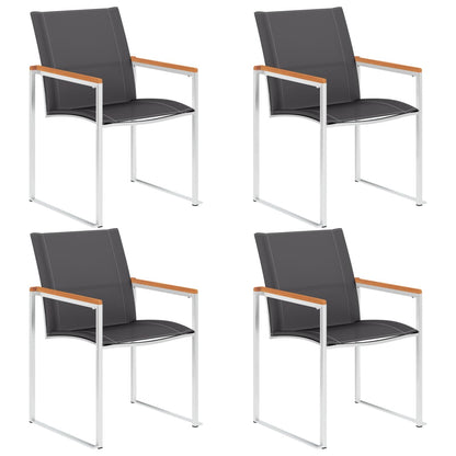 Cadeiras de jardim 4 pcs textilene e aço inoxidável cinzento