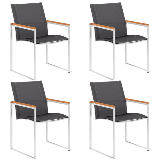 Cadeiras de jardim 4 pcs textilene e aço inoxidável cinzento