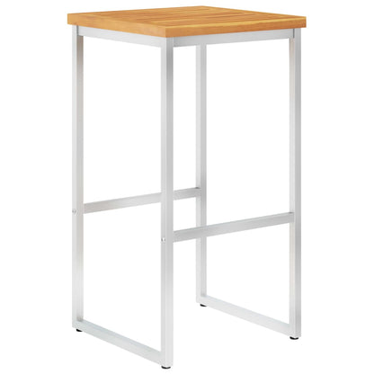 Cadeiras de bar 4 pcs madeira acácia maciça e aço inoxidável