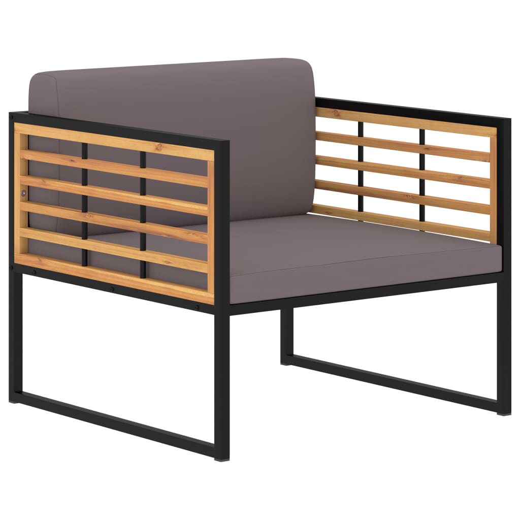 Cadeiras jardim + almofadões 2pcs acácia maciça cinzento-escuro