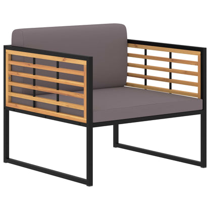 Cadeiras jardim + almofadões 2pcs acácia maciça cinzento-escuro