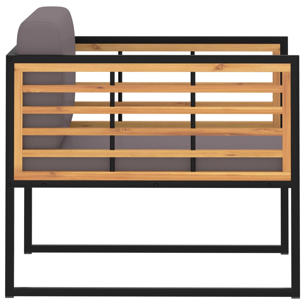 Cadeiras jardim + almofadões 2pcs acácia maciça cinzento-escuro