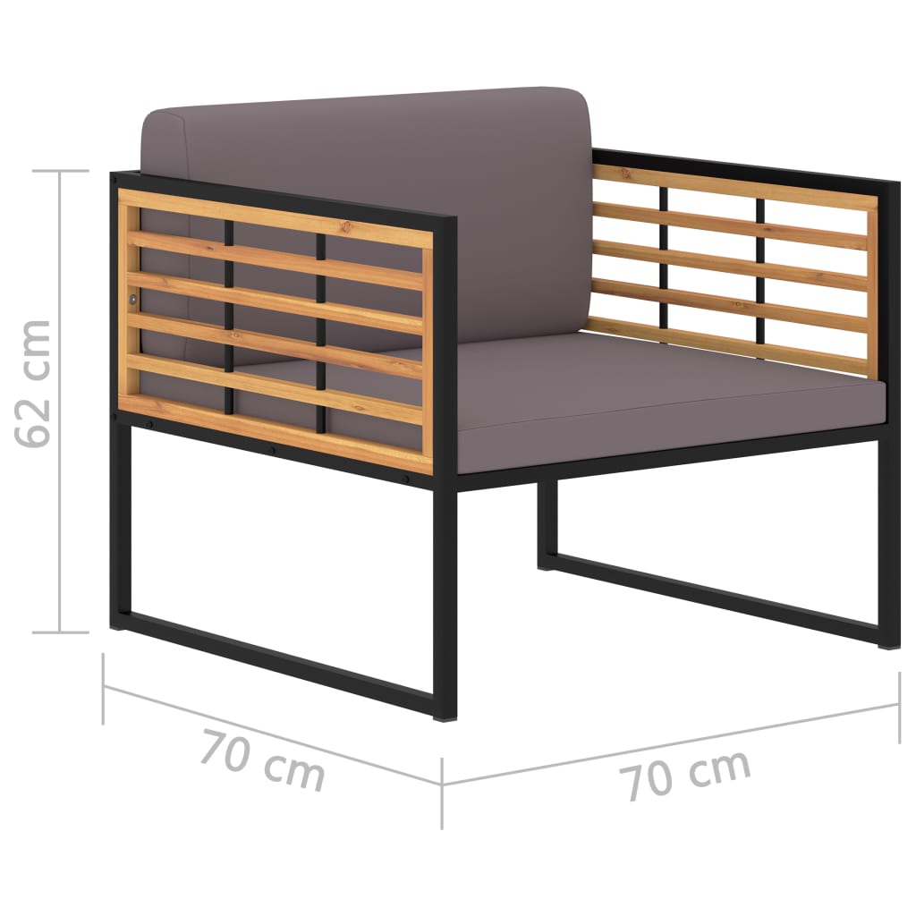 Cadeiras jardim + almofadões 2pcs acácia maciça cinzento-escuro