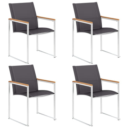 Cadeiras de jardim 4 pcs textilene e aço inoxidável cinzento