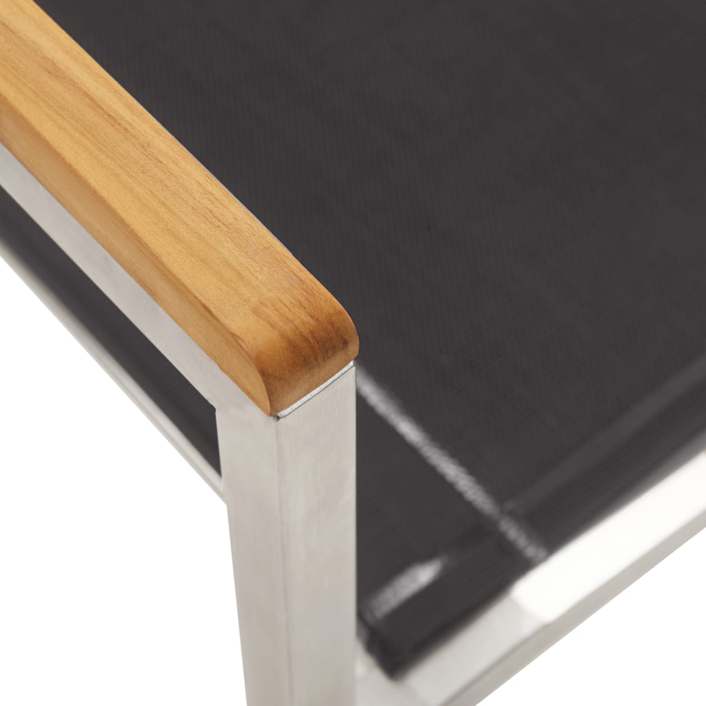 Cadeiras de jardim 2 pcs textilene e aço inoxidável cinzento