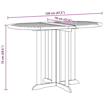 Mesa de jardim dobrável 120x70x75 cm madeira teca maciça