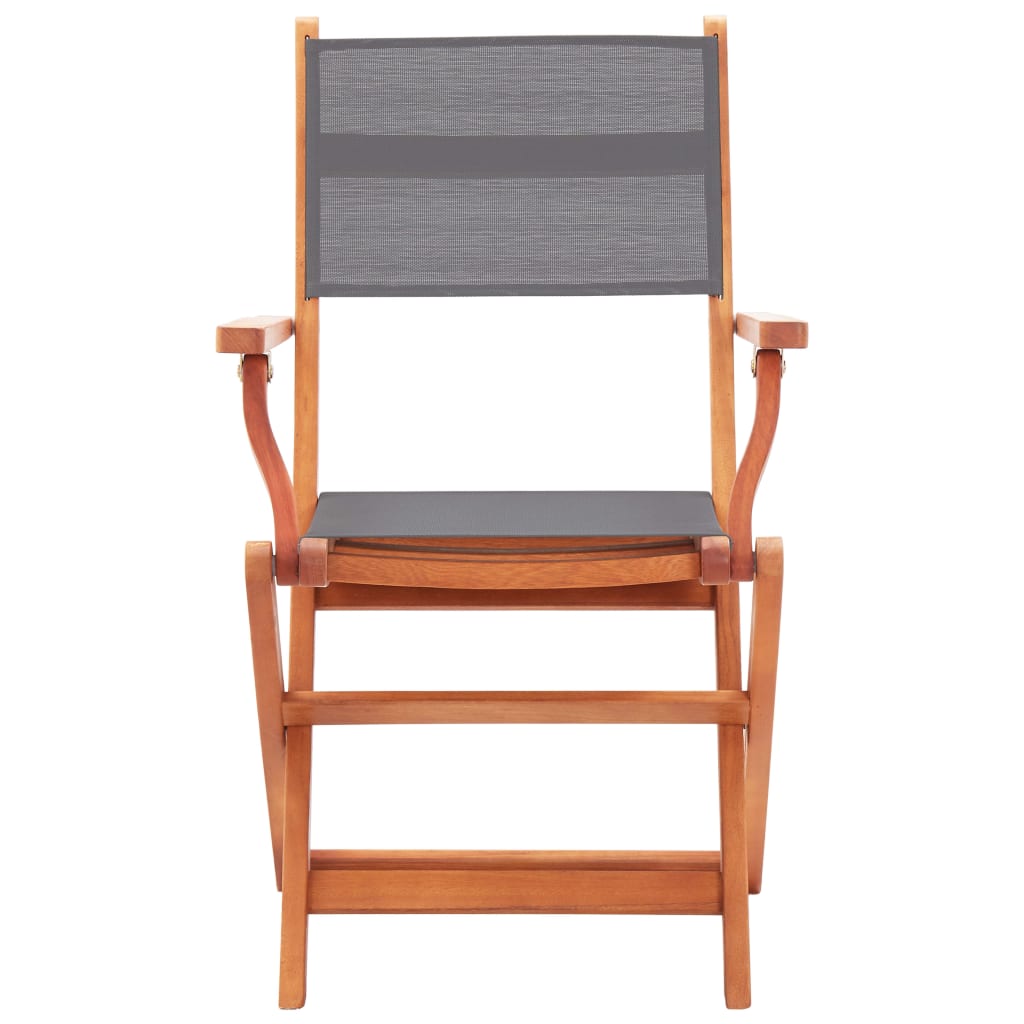 Cadeiras jardim dobráveis 2pcs eucalipto maciço/textilene cinza