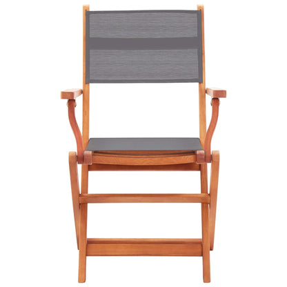 Cadeiras jardim dobráveis 2pcs eucalipto maciço/textilene cinza