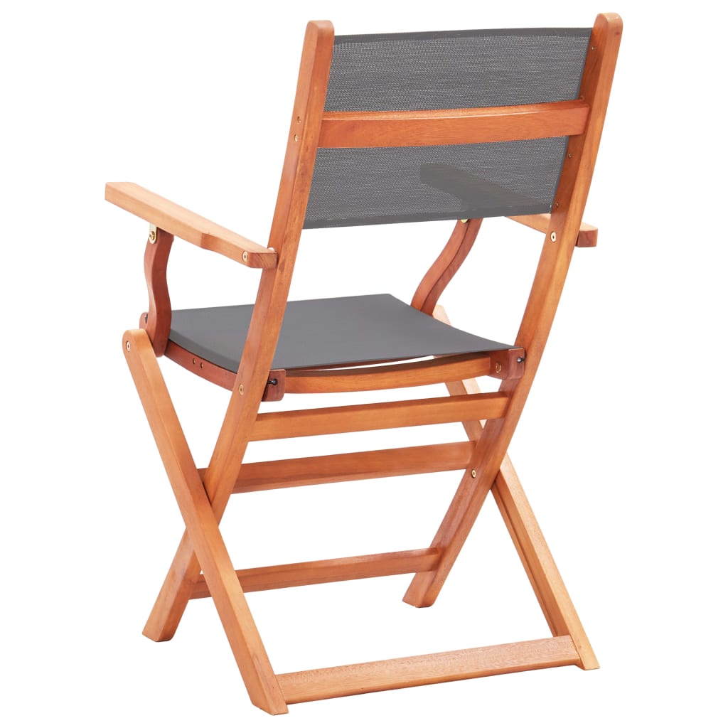Cadeiras jardim dobráveis 2pcs eucalipto maciço/textilene cinza