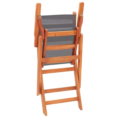 Cadeiras jardim dobráveis 2pcs eucalipto maciço/textilene cinza