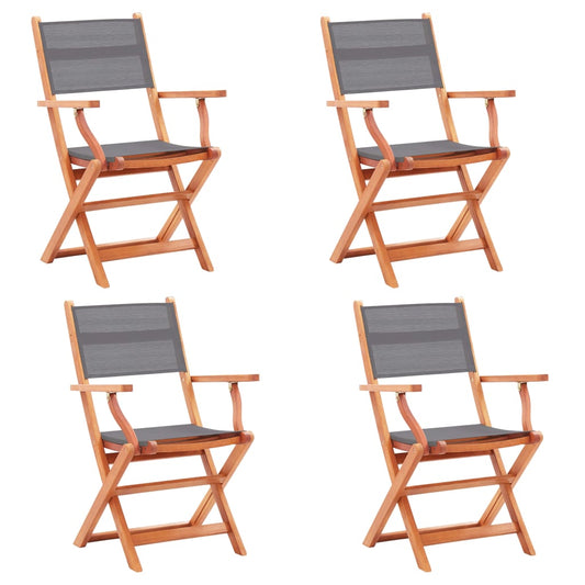 Cadeiras jardim dobráveis 4pcs eucalipto maciço/textilene cinza