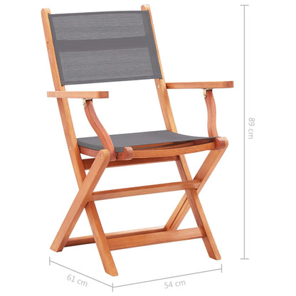 Cadeiras jardim dobráveis 4pcs eucalipto maciço/textilene cinza