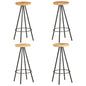 Bancos de bar 4 pcs madeira de mangueira áspera