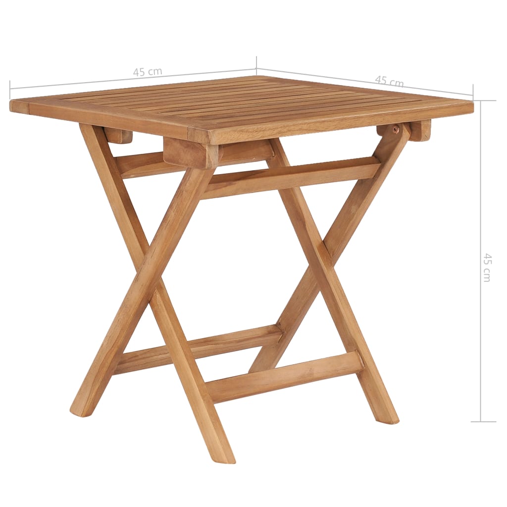 Mesa de jardim dobrável 45x45x45 cm madeira de teca maciça
