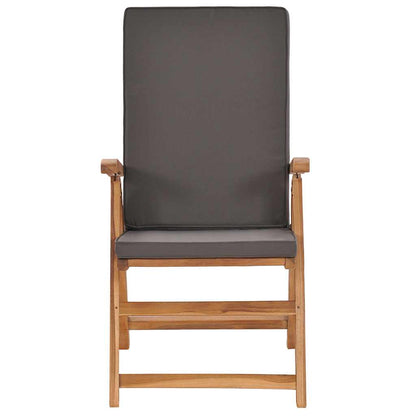 Cadeiras jardim reclináveis + almofadões 2pcs teca maciça cinza