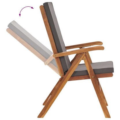 Cadeiras jardim reclináveis + almofadões 2pcs teca maciça cinza