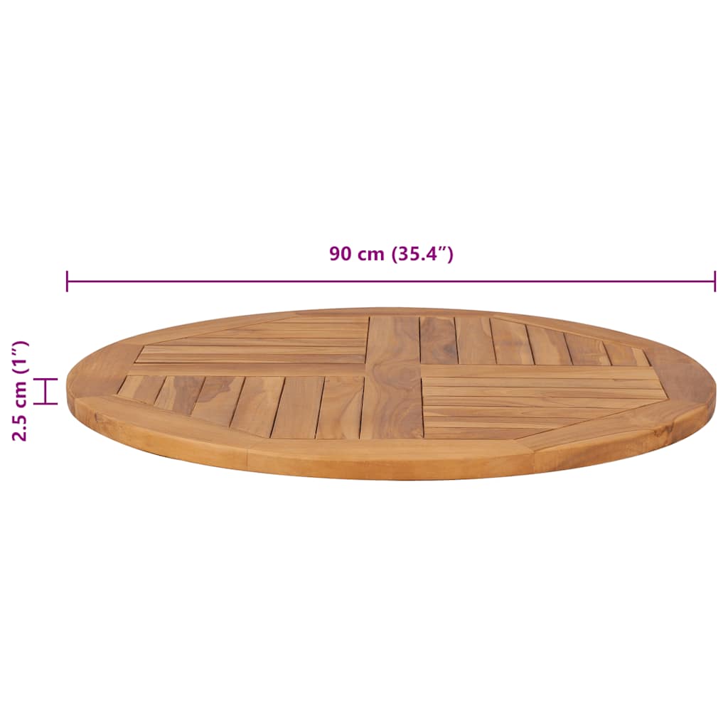 Tampo de mesa redondo 2,5 cm 90 cm madeira de teca maciça