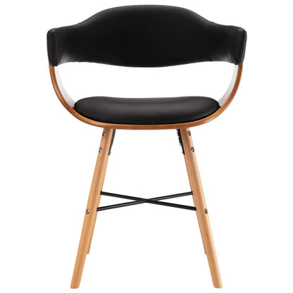 Cadeiras de jantar 4 pcs couro artificial preto madeira curvada