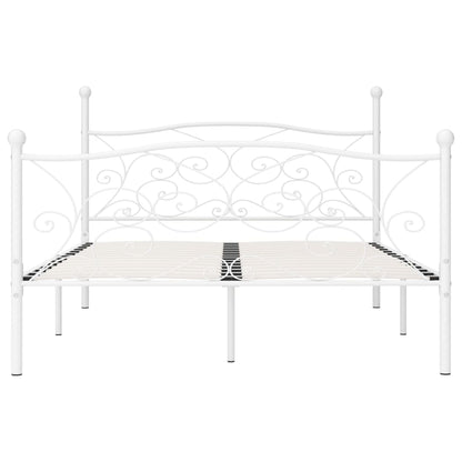 Estrutura de cama com estrado de ripas 140x200 cm metal branco