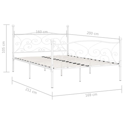 Estrutura de cama com estrado de ripas 160x200 cm metal branco