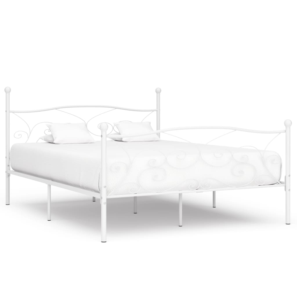 Estrutura de cama com estrado de ripas 180x200 cm metal branco