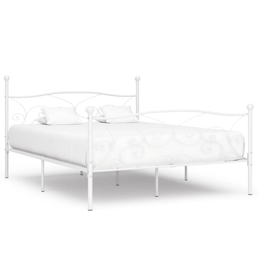Estrutura de cama com estrado de ripas 180x200 cm metal branco