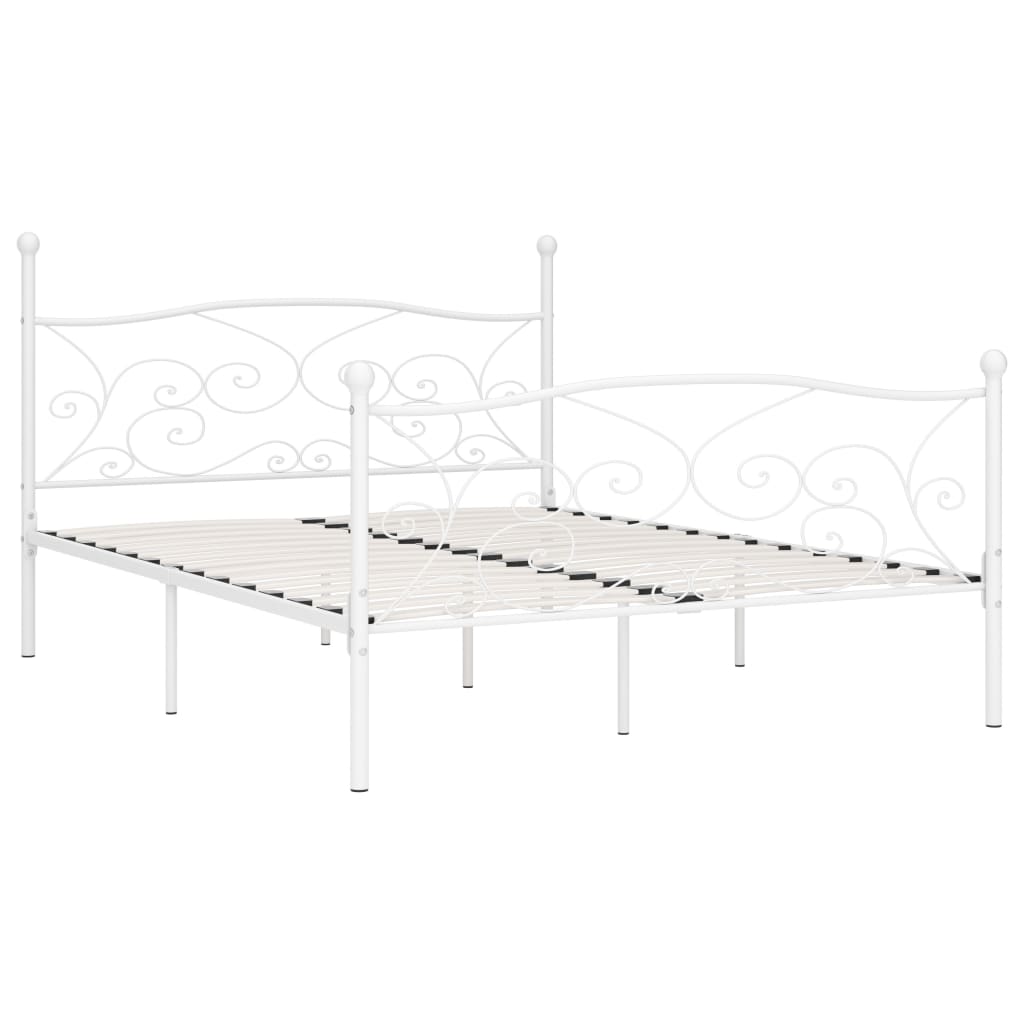 Estrutura de cama com estrado de ripas 180x200 cm metal branco