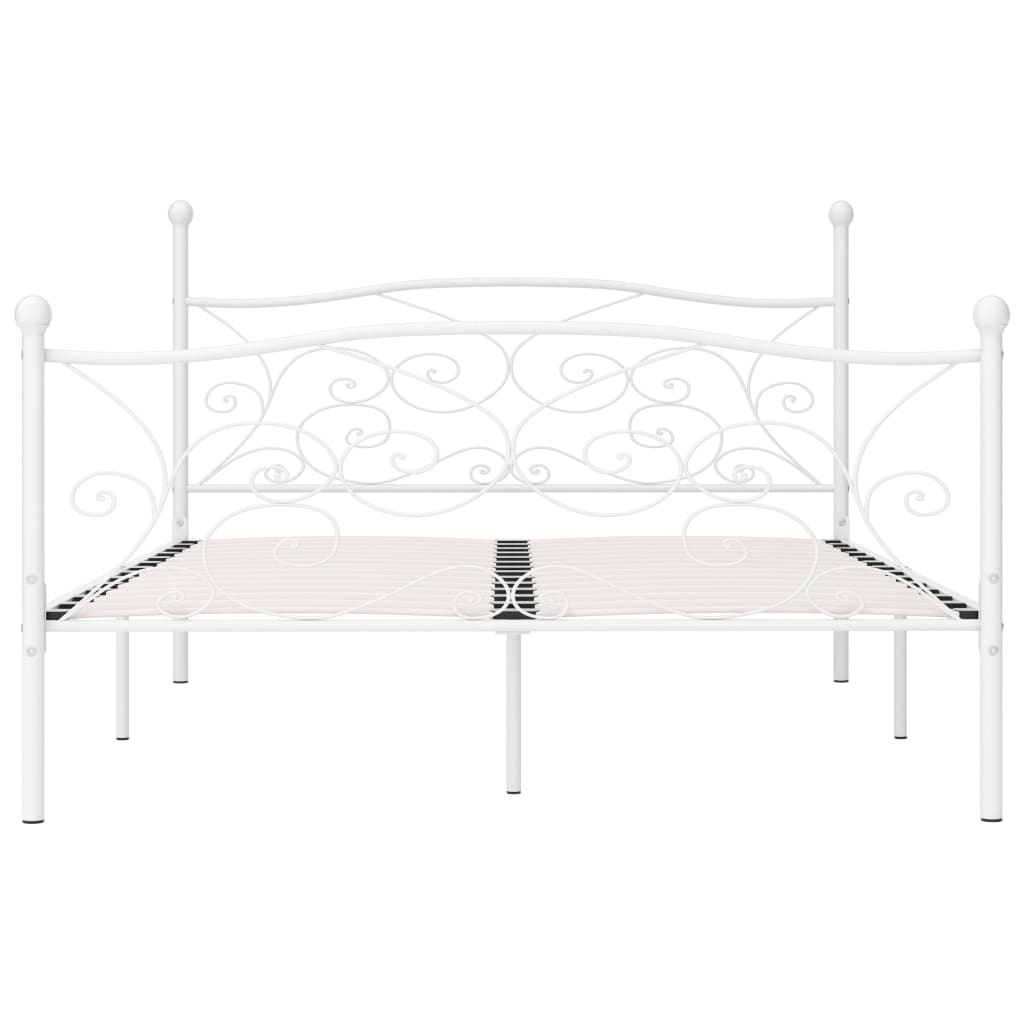 Estrutura de cama com estrado de ripas 180x200 cm metal branco