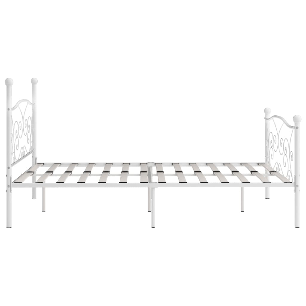 Estrutura de cama com estrado de ripas 180x200 cm metal branco