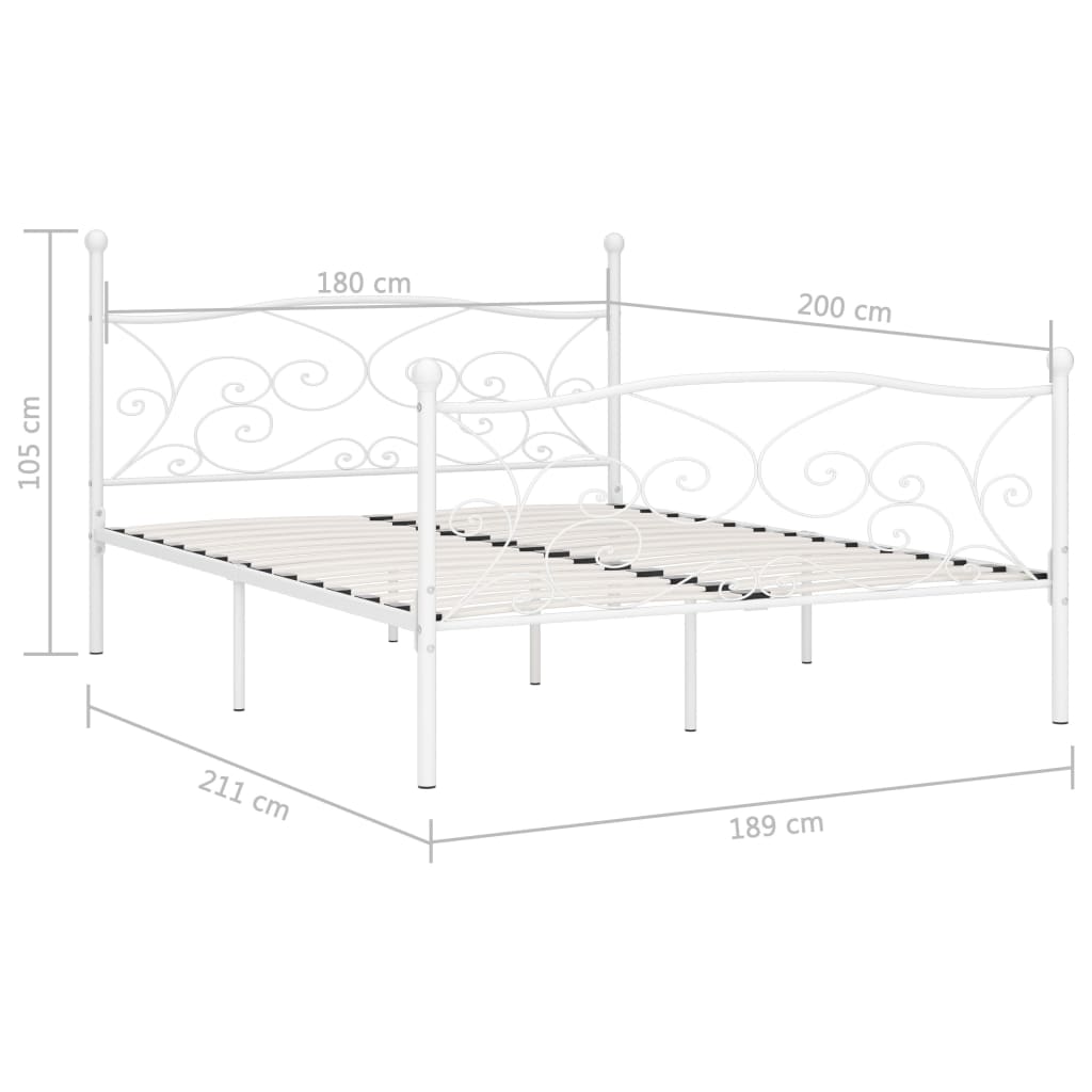 Estrutura de cama com estrado de ripas 180x200 cm metal branco
