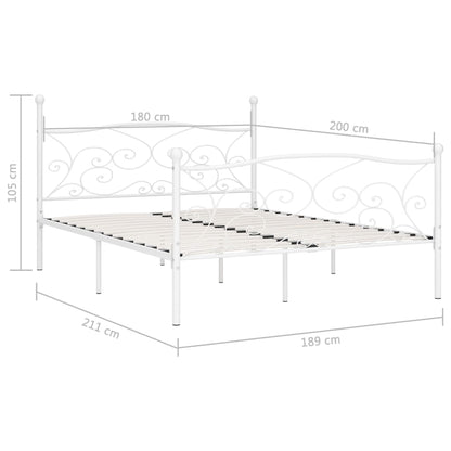 Estrutura de cama com estrado de ripas 180x200 cm metal branco