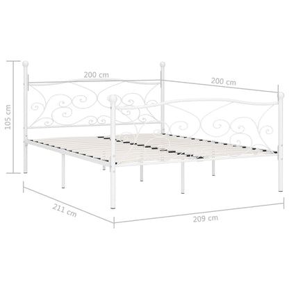 Estrutura de cama com estrado de ripas 200x200 cm metal branco