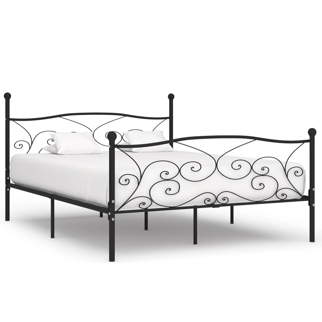 Estrutura de cama com estrado de ripas 180x200 cm metal preto