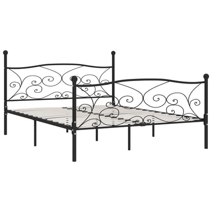Estrutura de cama com estrado de ripas 180x200 cm metal preto