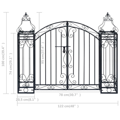 Portão de jardim ornamental 122x20,5x100 cm ferro forjado