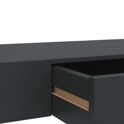 Prateleira de parede suspensa com gaveta 80x25x8 cm preto