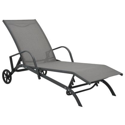 Espreguiçadeiras com mesa 2 pcs textilene e aço