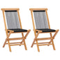 Cadeiras de jardim dobráveis 2 pcs madeira teca maciça e corda